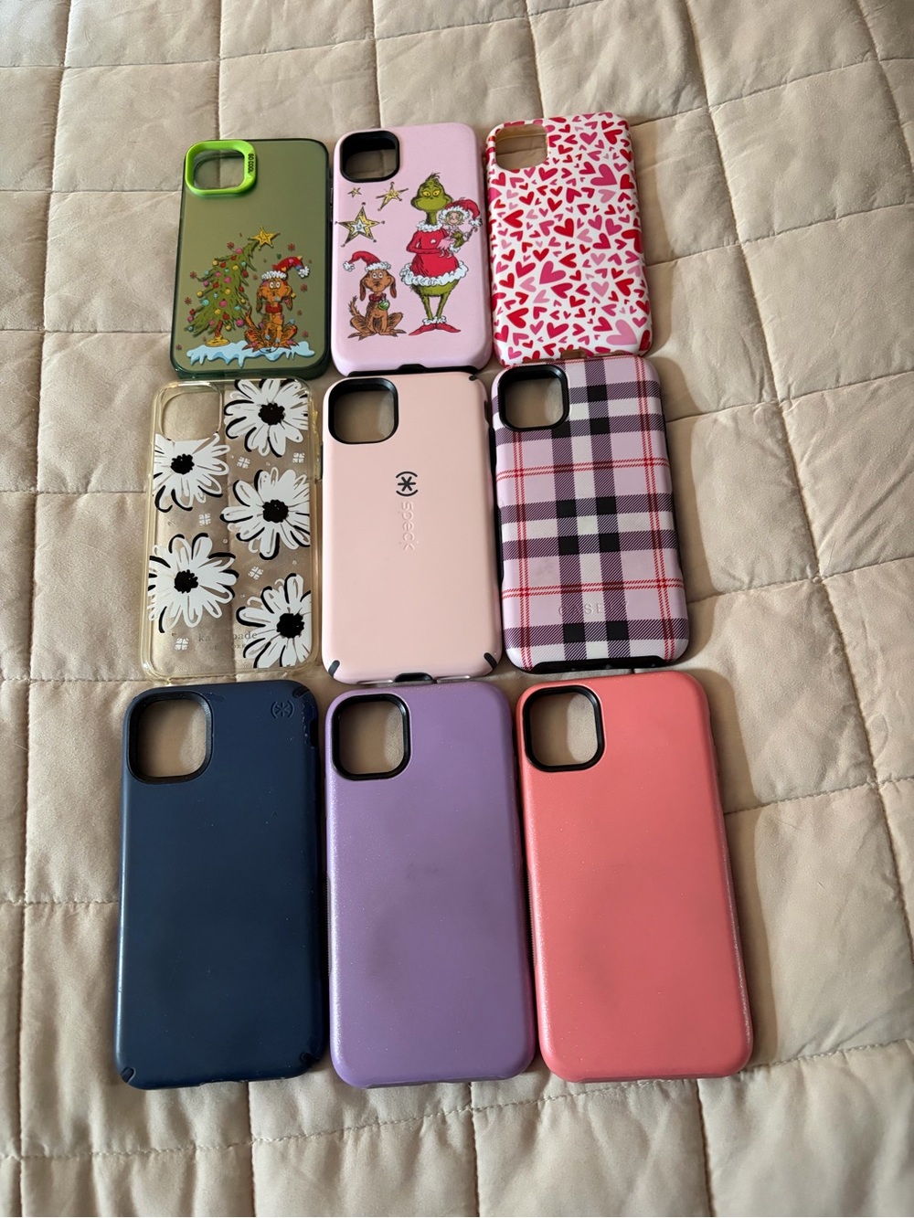 IPhone 11 phone cases.  Good condition. Assorted Pink, Purple, Navy & Patterned